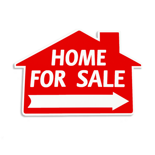 House Shaped Sign | Home For Sale Sign Red  