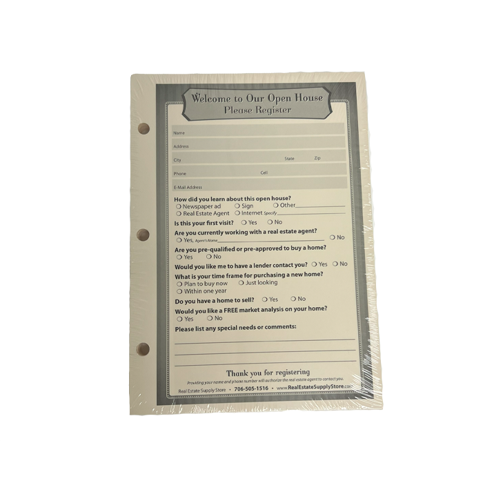 Open House Register- Binder REFILL Small