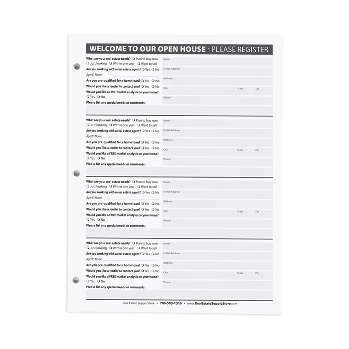 Open House Register- Binder REFILL Large
