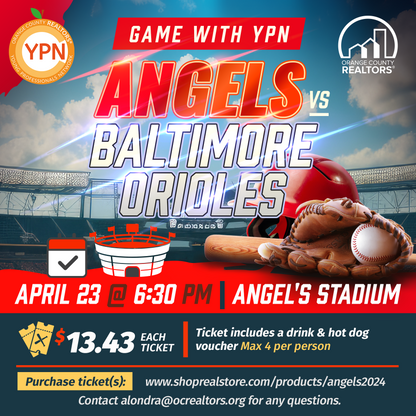 Ticket to YPN Angels Game | 2024 Ticket April 23 - Angels VS. Orioles  
