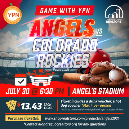 Ticket to YPN Angels Game | 2024 Ticket July 30 - Angels VS. Rockies  