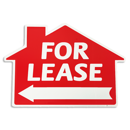 House Shaped Sign | For Lease Sign Red  