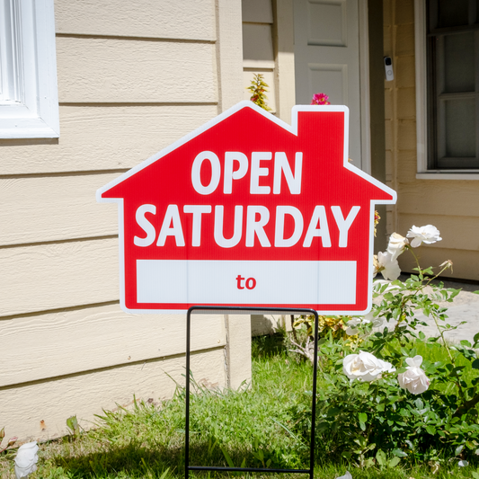 House Shaped Sign | Open Saturday Sign   