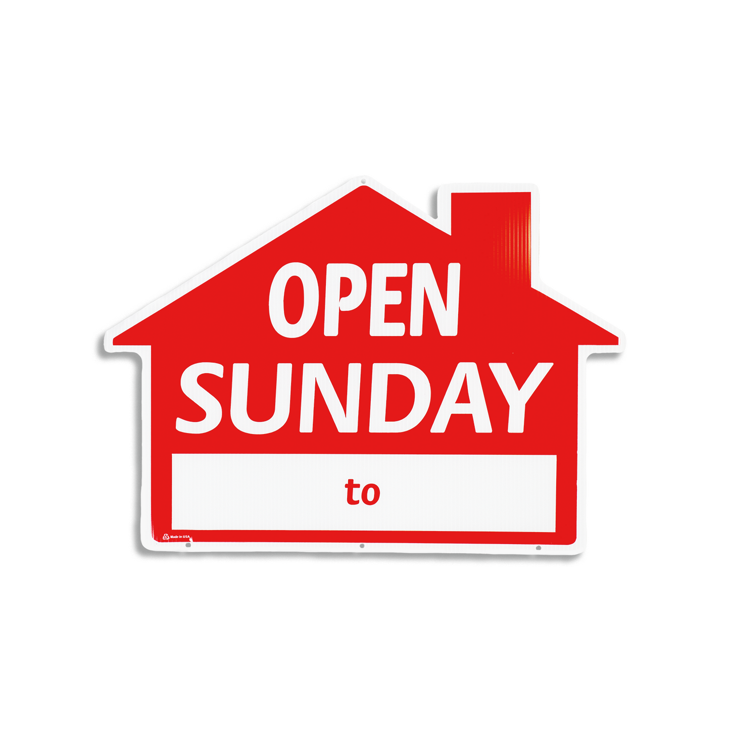 House Shaped Sign | Open Sunday Sign Red  