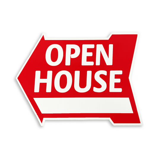 Arrow Shaped "Open House" Sign Sign Red  