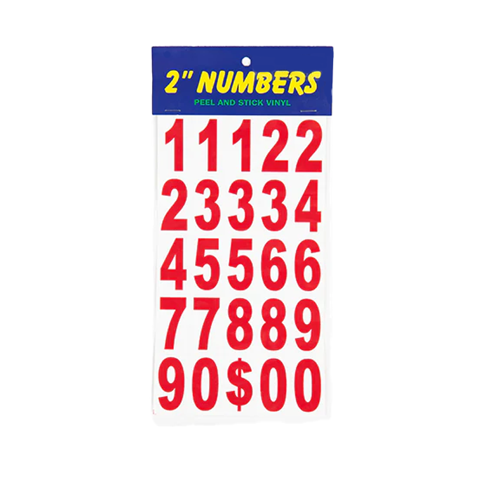 Vinyl Sign Stickers Stickers Numbers Red 2"