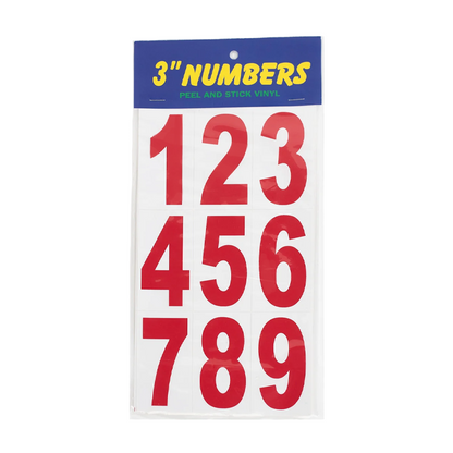 Vinyl Sign Stickers Stickers Numbers Red 3"