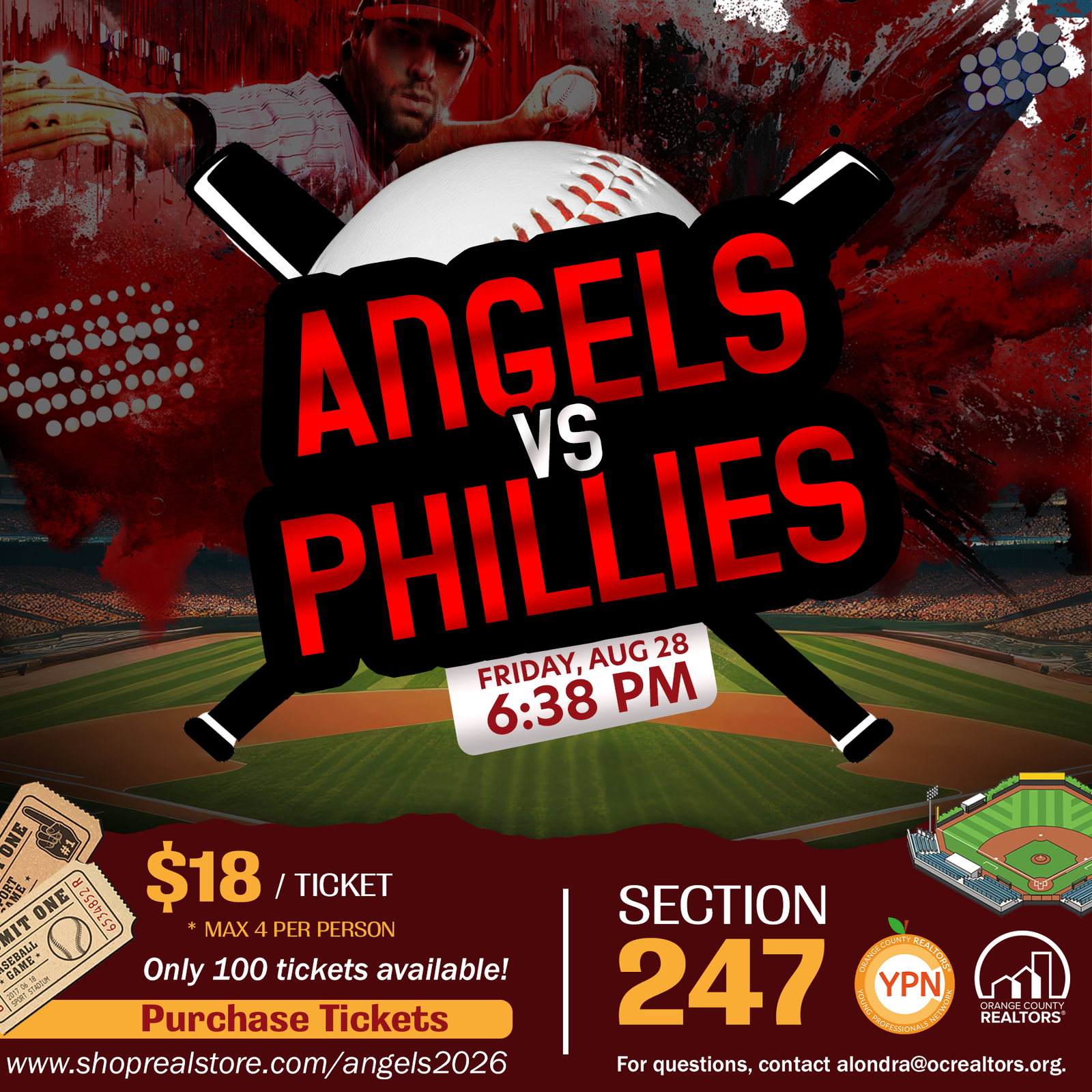 Ticket to YPN Angels Game | 2026 Ticket August 28 | Angels VS. Phillies