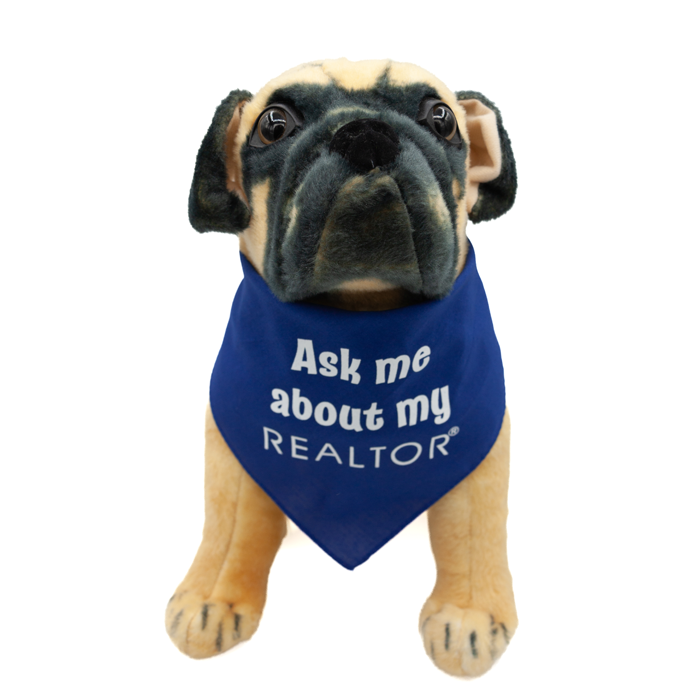 Dog Bandana - Ask Me About My REALTOR® Dog Apparel Large Blue 