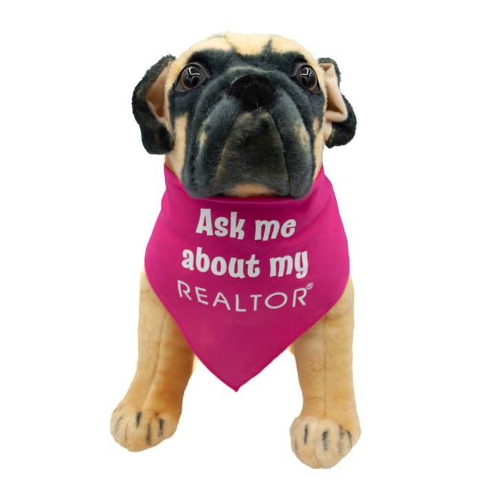 Dog Bandana - Ask Me About My REALTOR® Dog Apparel Large Hot Pink 