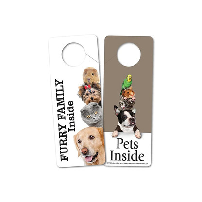 Double Sided Door Hanger Marketing Pets Inside/ Furry Family Inside  
