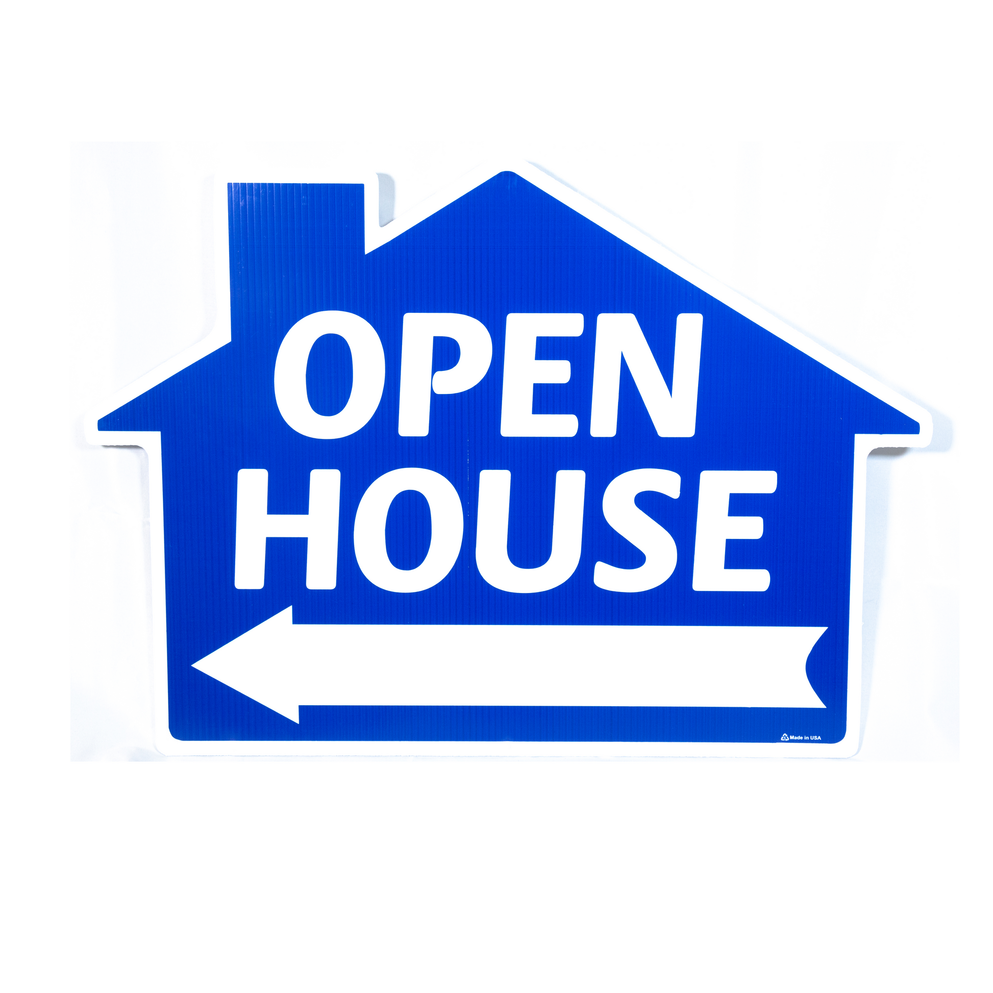 House Shaped "Open House" Sign Sign Blue  