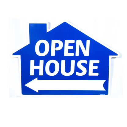 House Shaped Sign | Open House Sign Blue  