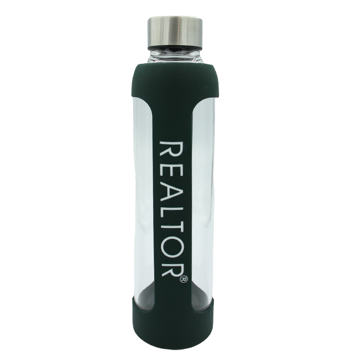 REALTOR® | Glass Water Bottle - FINAL SALE Drinkware Dark Green  