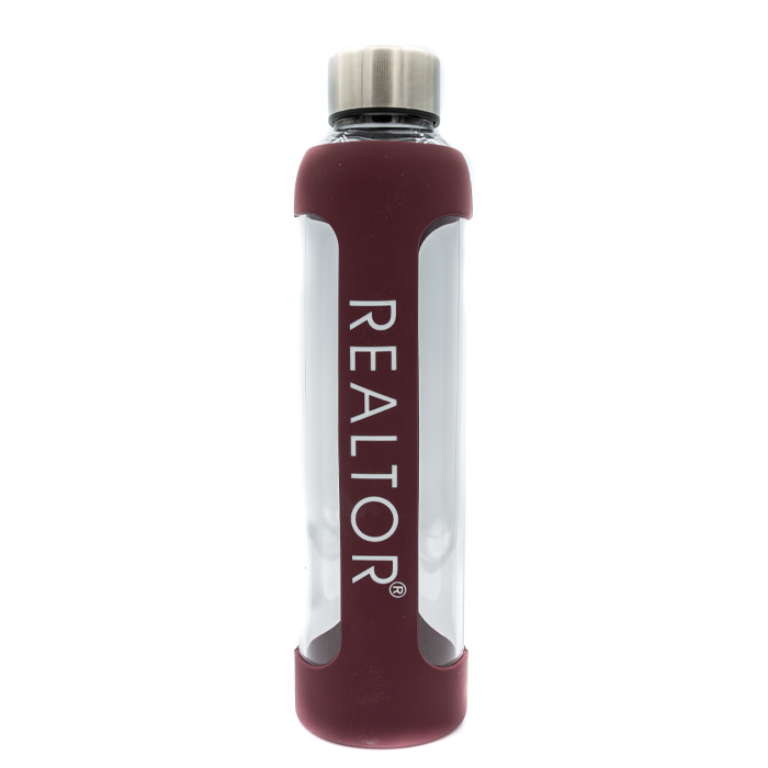 REALTOR® | Glass Water Bottle - FINAL SALE Drinkware Burgandy  