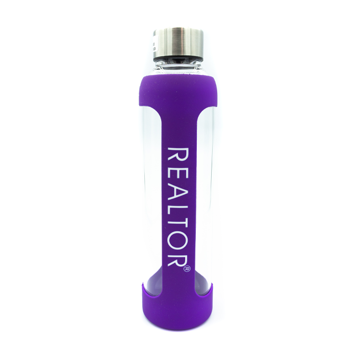 REALTOR® | Glass Water Bottle - FINAL SALE Drinkware Purple  