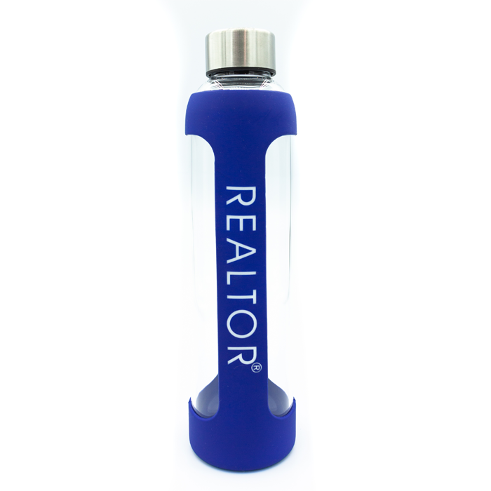 REALTOR® | Glass Water Bottle - FINAL SALE Drinkware Blue  