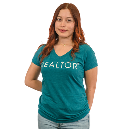 REALTOR® | Women’s Perfect Tri V-Neck Tee Apparel Small Heathered Teal 